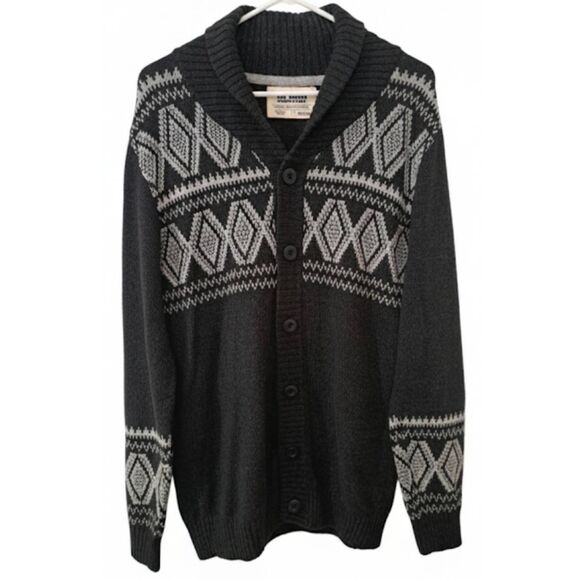 Urban pipeline mens medium shawl collar neck sweater gray Aztec western - Picture 1 of 8